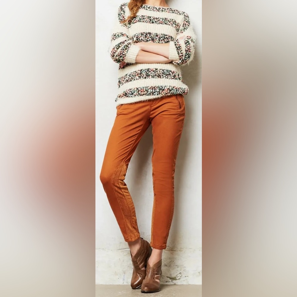 Anthropologie Pilcro & the Letterpress Picardy Burnt Orange Velvet Pants, 6